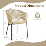 Patio Chairs Set of 4 with Curved Backrest and Seat Cushion for Patio