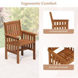 Patio Chairs Set of 2 Outdoor Solid Wood Chairs with Slatted Seat and Inclined Backrest