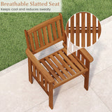 Patio Chairs Set of 2 Outdoor Solid Wood Chairs with Slatted Seat and Inclined Backrest