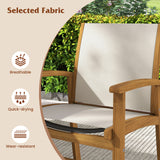 Set of 2 Patio Dining Chairs with Breathable Fabric and Acacia Wood Frame