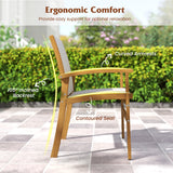 Set of 2 Patio Dining Chairs with Breathable Fabric and Acacia Wood Frame