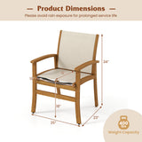 Set of 2 Patio Dining Chairs with Breathable Fabric and Acacia Wood Frame