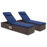 Patio Chaise Lounge Set of 2 with Backrest Seat Cushion and Headrest