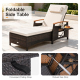 Patio Chaise Lounge with 7-Level Adjustable Backrest and Removable Cushion for Poolside-White