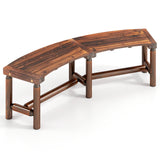 Patio Curved Bench Solid Wood Fire Pit Bench Outdoor Backless Loveseat