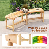 Patio Curved Bench Solid Wood Fire Pit Bench Outdoor Backless Loveseat