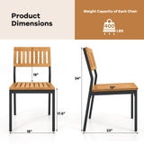 Patio Dining Chair Set of 2 with Metal and Acacia Wood Frame