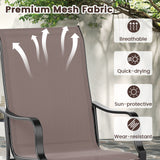Patio Dining Chair Set of 2 with Wide Seat and Heavy-Duty Metal Frame-Brown