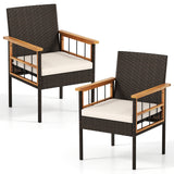 Patio Dining Chairs Set of 2 with Soft Cushions-White