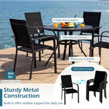 Patio Dining Chairs Set of 2/4/6 Stackable Outdoor Armchairs with Metal Frame-Set of 2/4/6