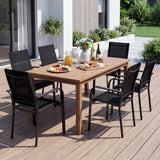 Patio Dining Chairs Set of 2/4/6 Stackable Outdoor Armchairs with Metal Frame-Set of 2/4/6
