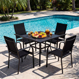 Patio Dining Chairs Set of 2/4/6 Stackable Outdoor Armchairs with Metal Frame-Set of 2/4/6