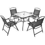 Patio Dining Set for 4 with Umbrella Hole-Gray