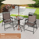 3 Pieces Outdoor Bistro Dining Furniture Set with 1.57 Inch Umbrella Hole