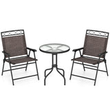 3 Pieces Outdoor Bistro Dining Furniture Set with 1.57 Inch Umbrella Hole