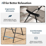 Patio Folding Bar Stool Set of 2 with Metal Frame and Footrest