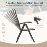 1 Piece Patio Folding Dining Chairs with 7-Level Adjustable High Backrest