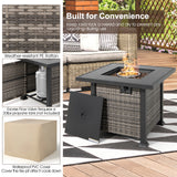 Outdoor 9 Pieces Patio Furniture Set with 50 000 BTU Propane Fire Pit Table