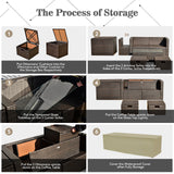 Outdoor 9 Pieces Patio Furniture Set with 50 000 BTU Propane Fire Pit Table
