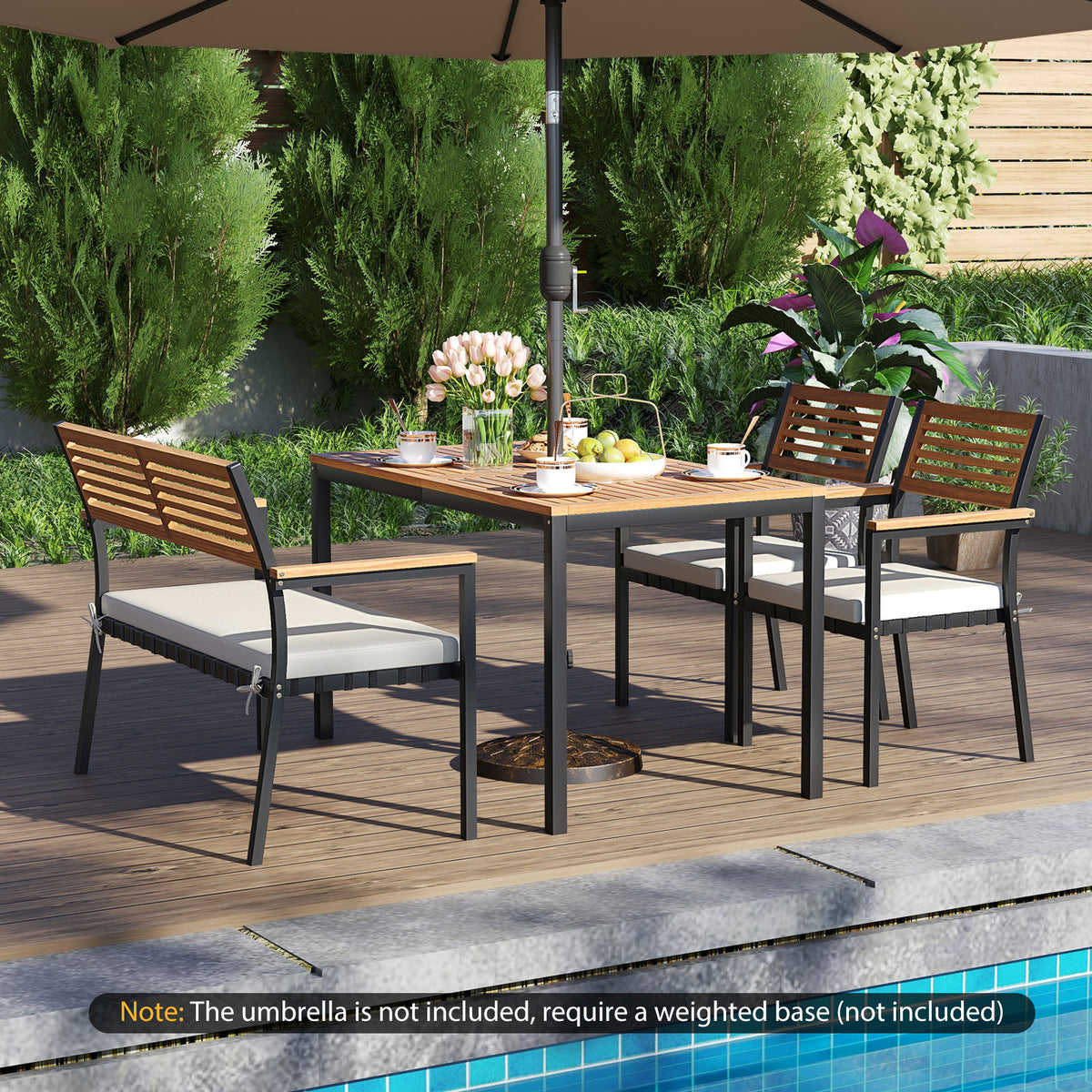 4-Piece Patio Furniture Set Outdoor Dining Chair Set-White