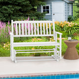 2 Seats Outdoor Glider Bench with Armrests and Slatted Seat