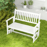 2 Seats Outdoor Glider Bench with Armrests and Slatted Seat