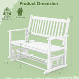 2 Seats Outdoor Glider Bench with Armrests and Slatted Seat