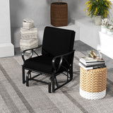 Patio Glider Rocking Chair with Thick Cushion and Curved Armrest