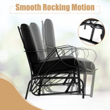 Patio Glider Rocking Chair with Thick Cushion and Curved Armrest