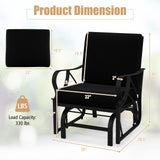 Patio Glider Rocking Chair with Thick Cushion and Curved Armrest