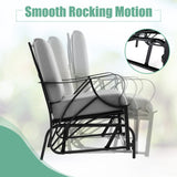 Patio Glider Rocking Chair with Thick Cushion and Curved Armrest