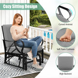 Patio Glider Rocking Chair with Thick Cushion and Curved Armrest