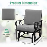 Patio Glider Rocking Chair with Thick Cushion and Curved Armrest