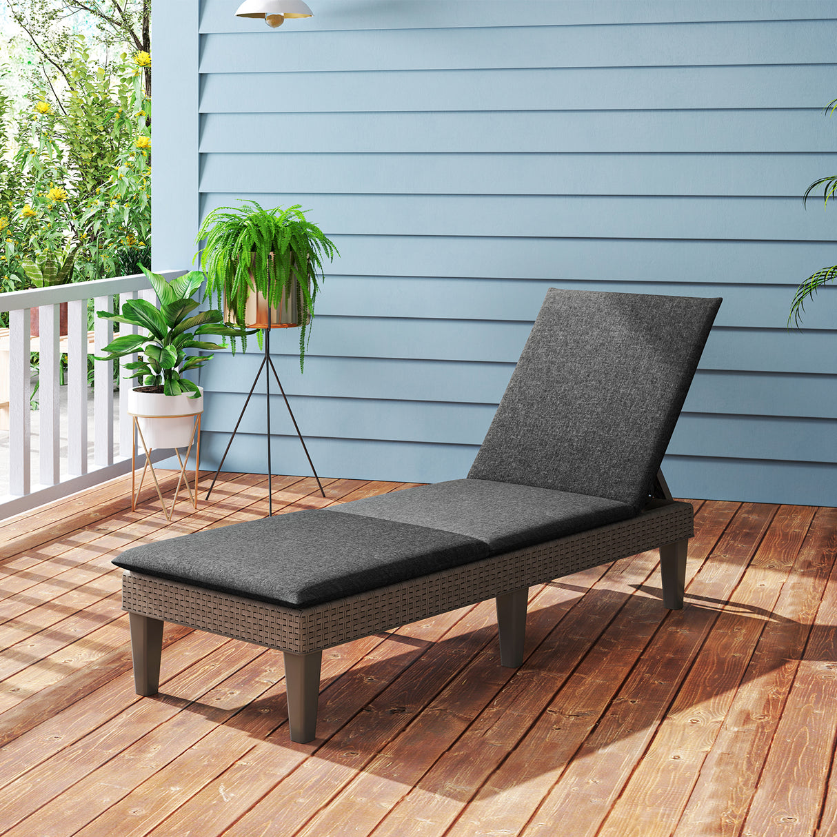 Patio Lounge Outdoor Recliner Chair with Cushion 3-Position Adjustable Backrest