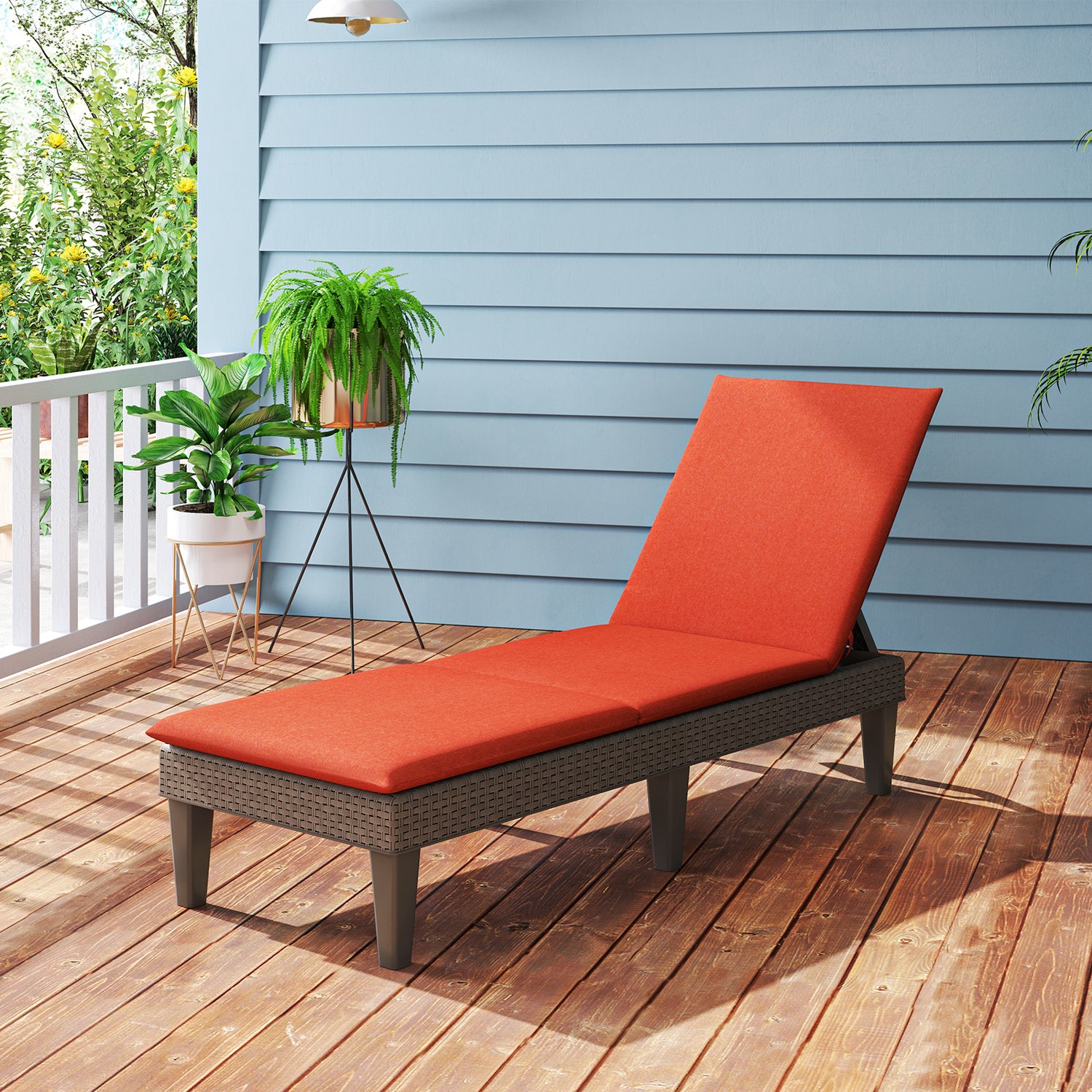 Patio Lounge Outdoor Recliner Chair with Cushion 3-Position Adjustable Backrest