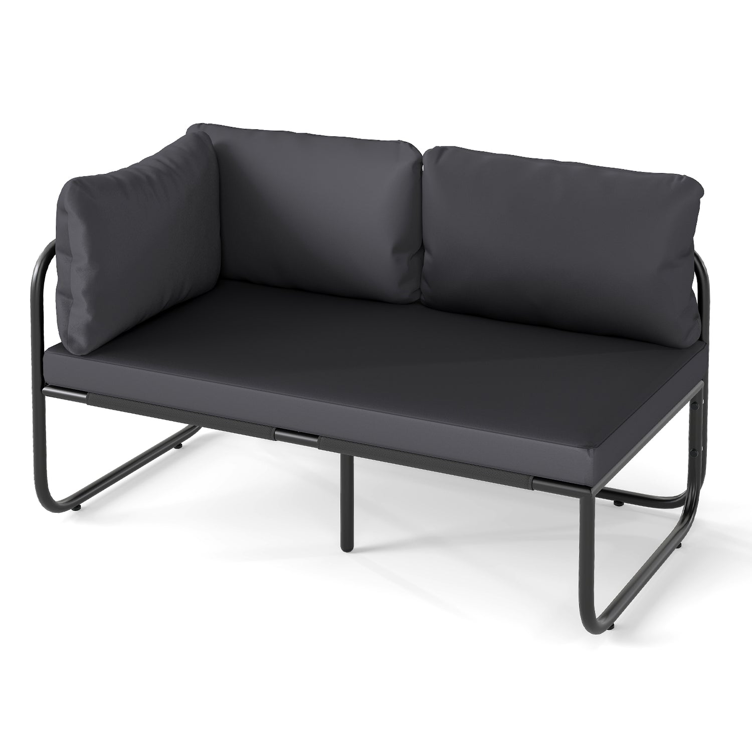 Patio Loveseat Sofa Couch with Removable Pillows and Seat Cushion-Gray
