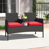 Patio Loveseat with Built-in Table for Backyard Porch