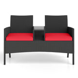 Patio Loveseat with Built-in Table for Backyard Porch