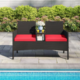 Patio Loveseat with Built-in Table for Backyard Porch