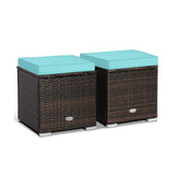 2 Pieces Patio Ottoman with Removable Cushions
