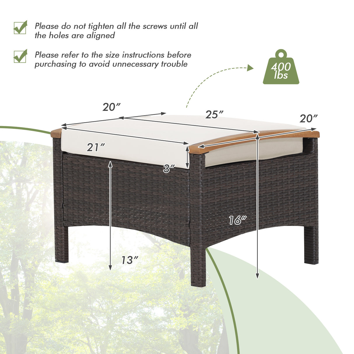 Set of 2 Fade-Resistant Wicker Patio Ottoman