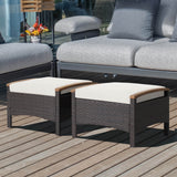 Set of 2 Fade-Resistant Wicker Patio Ottoman