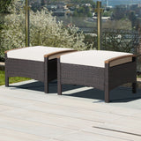Set of 2 Fade-Resistant Wicker Patio Ottoman