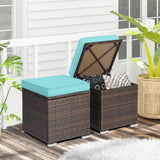 2 Pieces Patio Ottoman with Removable Cushions
