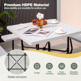 Outdoor Picnic Table with 4 Benches and Umbrella Hole