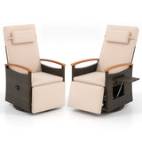 Patio Rattan 360° Swivel Recliner Chair with Adjustable Backrest and Footrest