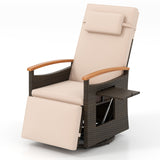 Patio Rattan 360° Swivel Recliner Chair with Adjustable Backrest and Footrest