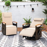 Patio Rattan 360° Swivel Recliner Chair with Adjustable Backrest and Footrest