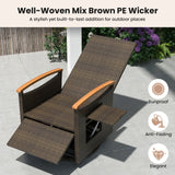 Patio Rattan 360° Swivel Recliner Chair with Adjustable Backrest and Footrest