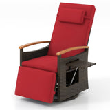 Patio Rattan 360° Swivel Recliner Chair with Adjustable Backrest and Footrest